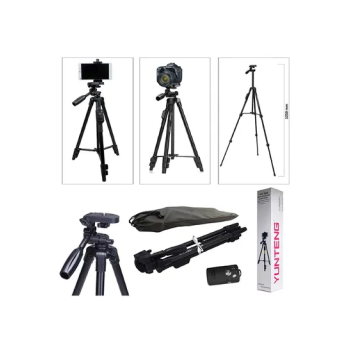 Yunteng Lightweight Aluminum Tripod With Bluetooth Shutter, Black