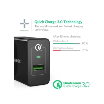 Universal Qualcomm Wall Charger Black