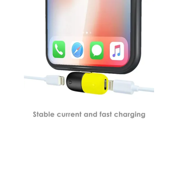 2In1 Mini Dual Lightning Splitter Adapter Yellowblack