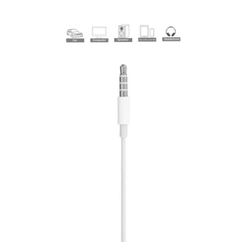Lightning To 3.5 Mm Male Aux Stereo Audio Cable With Volume Control White