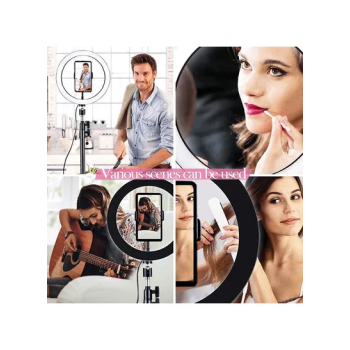 10 Inch Ring Light Tripod Mount Live Broadcast Dual Phone Bracket Black