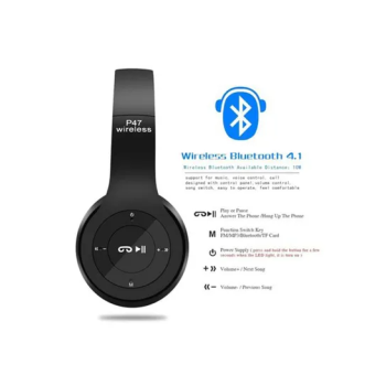 P47 Onear Bluetooth Headphones Black