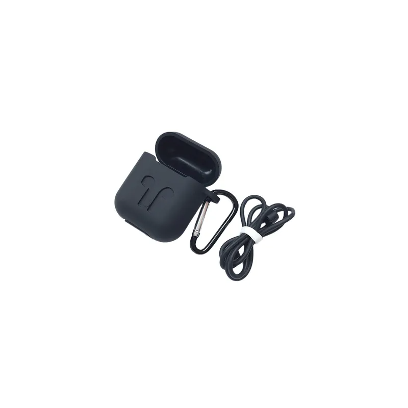 Protecting Case Cover For Apple Airpods With Carabiner Black