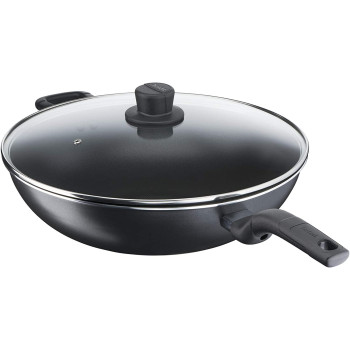 Tefal Cook Easy Xl 36 Cm Non Stick Wokpan With Lid, Aluminium, Black, B5039296