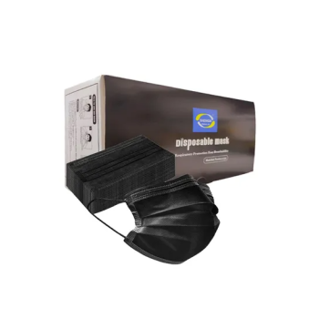 50Piece 3Ply Disposable Bacterial Filter Black Face Mask For Adults