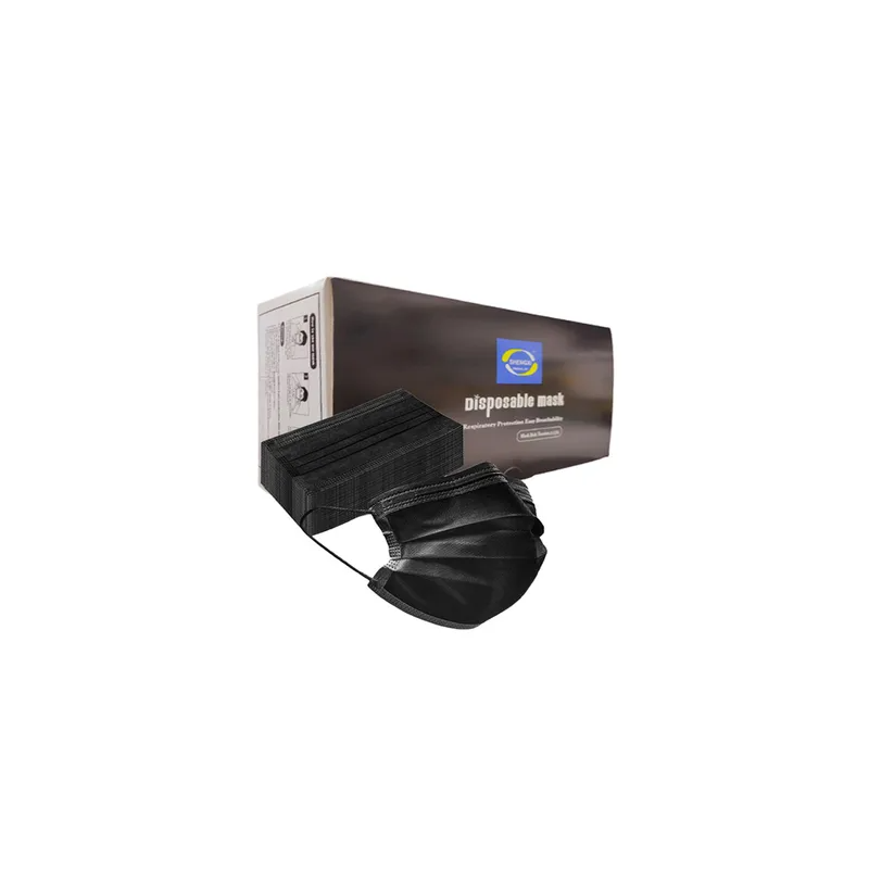 50Piece 3Ply Disposable Bacterial Filter Black Face Mask For Adults