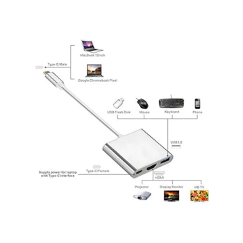Typec To Hdmi 3 In 1 Adapter Hdmi Usb3.0 Typec Silver