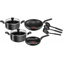 Tefal Aluminum Super Cook Non Stick Cookware Set, Black, 9Pcs, B459S984