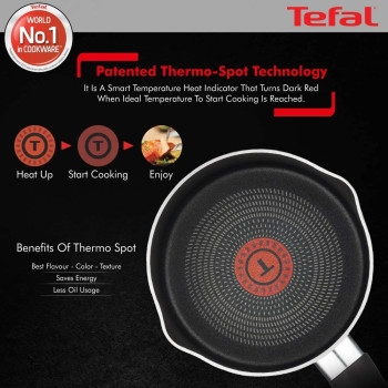 TEFAL Delicia 16 cm Sauce Pan With Lid, Black, Aluminium, B1542284