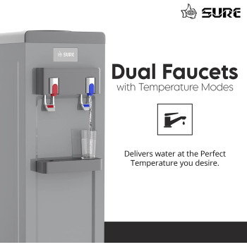 Sure Water Dispenser Top Loading, Hot & Cold Temperature, Best For Home Office And Kitchen, Grey Colour, Sf1801Bm Min 1 year manufacturer warranty