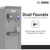 Sure Water Dispenser Top Loading, Hot & Cold Temperature, Best For Home Office And Kitchen, Grey Colour, Sf1801Bm Min 1 year manufacturer warranty