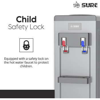 Sure Water Dispenser Top Loading, Hot & Cold Temperature, Best For Home Office And Kitchen, Grey Colour, Sf1801Bm Min 1 year manufacturer warranty