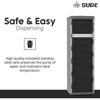 Sure Water Dispenser Top Loading, Hot & Cold Temperature, Best For Home Office And Kitchen, Grey Colour, Sf1801Bm Min 1 year manufacturer warranty