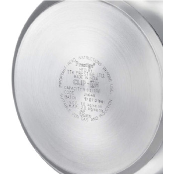 Prestige 25645 Clip On Pressure Cooker, Cook and Serve Pot with Extra Glass Lid, Silver, W 34.8 x H 29.8 x D 27.4 cm, Large 5 Liters, Stainless Steel