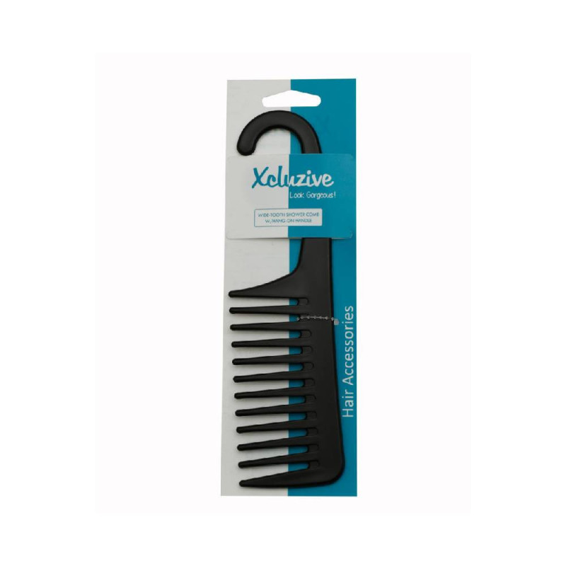 X Z Wide Tooth Shower Comb W Hang On Handle