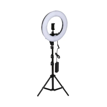 12 inch LED Ring Light With Tripod Stand And Phone Holder Black