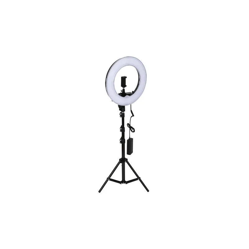 12 inch LED Ring Light With Tripod Stand And Phone Holder Black