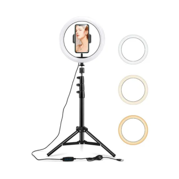 12 inch LED Ring Light With Tripod Stand And Phone Holder Black