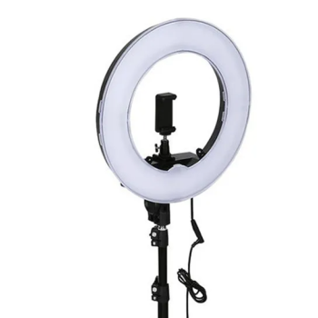 12 inch LED Ring Light With Tripod Stand And Phone Holder Black