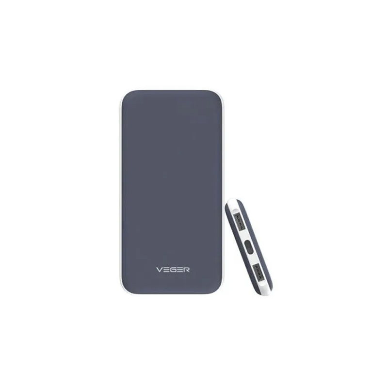 Dual Port USB Power Bank Black White