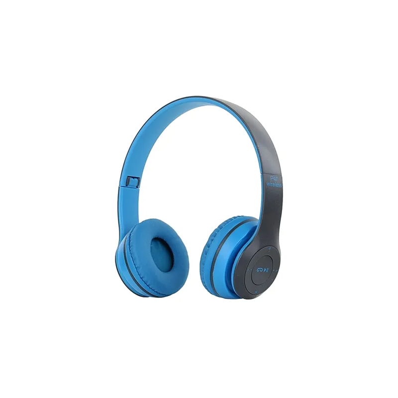 P47 Bluetooth Wireless Over The Head Headphones Blue Black