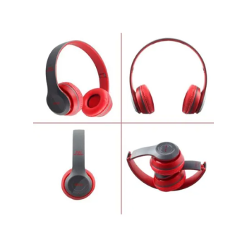 P47 Bluetooth Wireless Over The Head Headphones Red Black