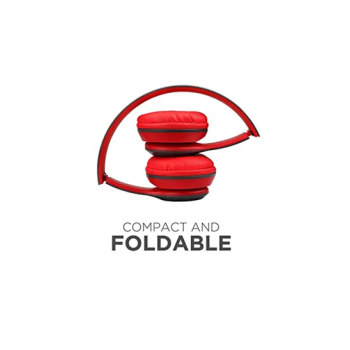 P47 Bluetooth Wireless Over The Head Headphones Red Black