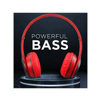 P47 Bluetooth Wireless Over The Head Headphones Red Black