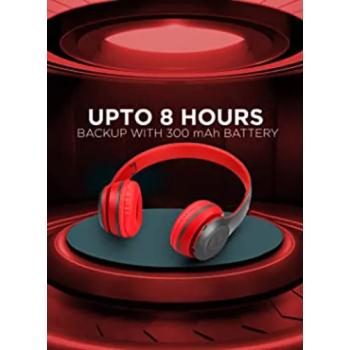 P47 Bluetooth Wireless Over The Head Headphones Red Black
