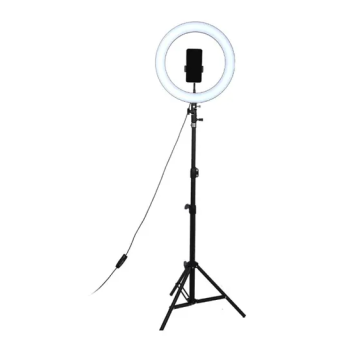 LED Photography Ring Light With Tripod Stand Black White
