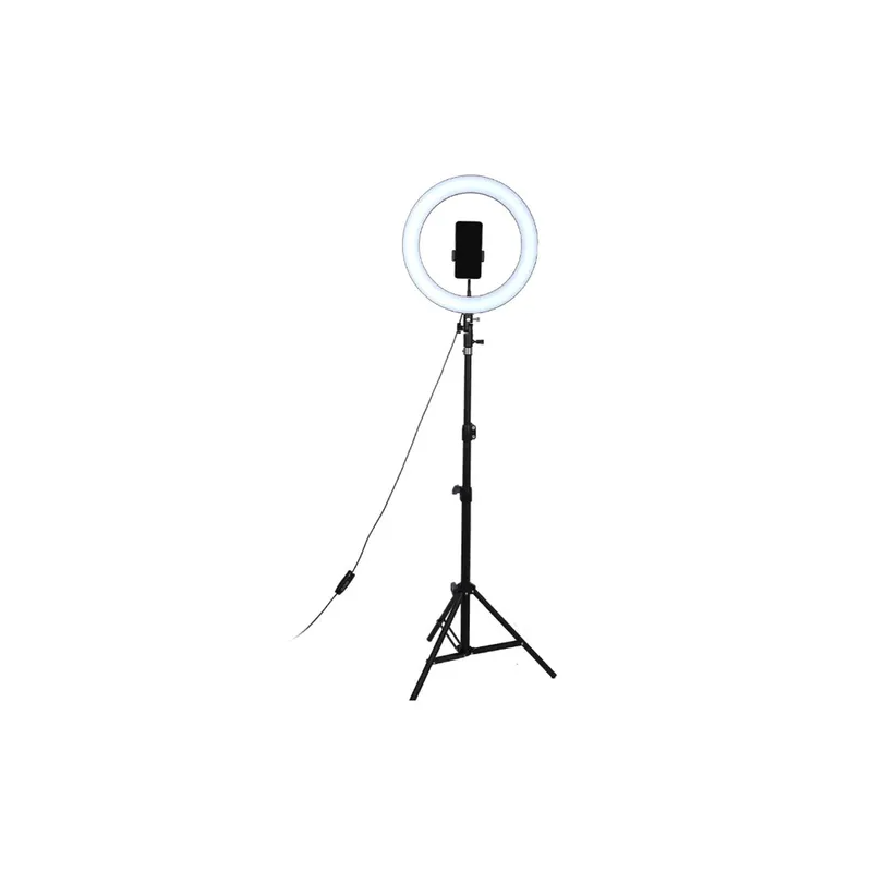 LED Photography Ring Light With Tripod Stand Black White