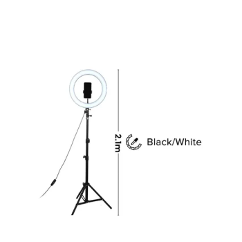 LED Photography Ring Light With Tripod Stand Black White