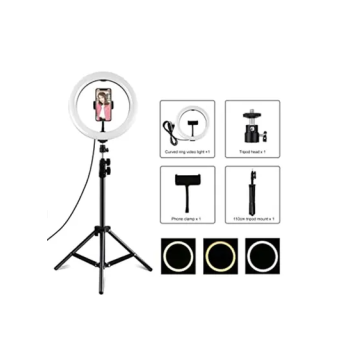 LED Photography Ring Light With Tripod Stand Black White