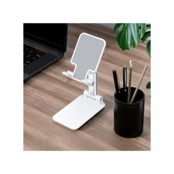 Foldable Angle Height Adjustable Cell Phone Desktop Stand White