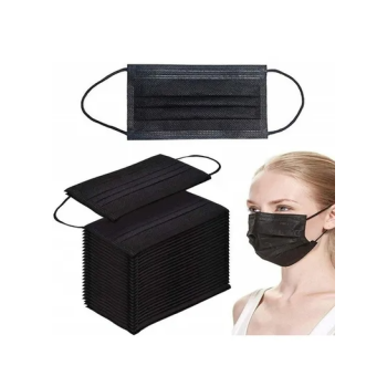50 Piece Disposable 3 Layer NonWoven Face Mask Black
