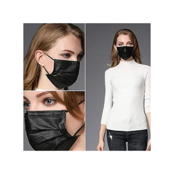 50 Piece Disposable 3 Layer NonWoven Face Mask Black