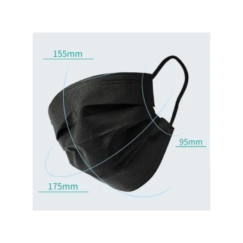 50 Piece Disposable 3 Layer NonWoven Face Mask Black