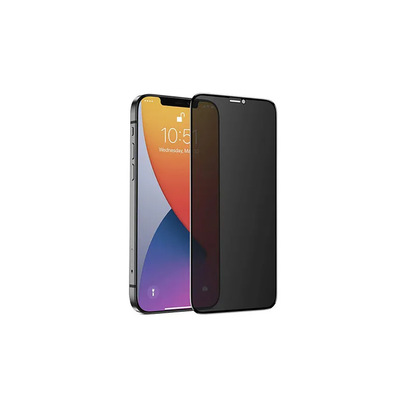 Privacy Full Screen Tempered Glass Protector For Apple iPhone 12 Pro Max Black