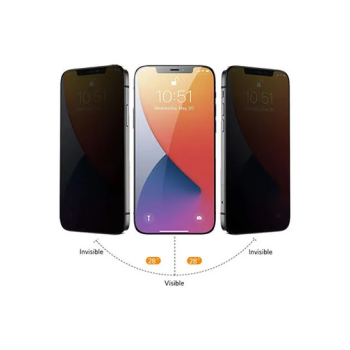 Privacy Full Screen Tempered Glass Protector For Apple iPhone 12 Pro Max Black