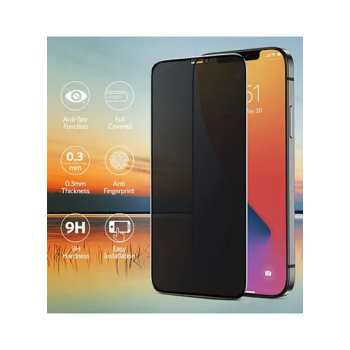 Privacy Full Screen Tempered Glass Protector For Apple iPhone 12 Pro Max Black
