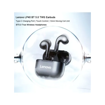 LP40 TWS Wireless Earphone Bluetooth 5.0 Dual Stereo Bass Touch Control IP54 Life Waterproof Black