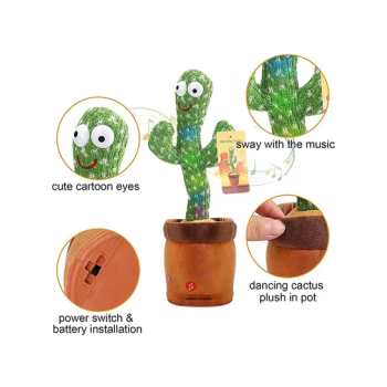 Dancing Cactus Twisting Music Toy Premium Chargable Green Color For 2 Years Age Group Kids