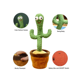 Singing And Dancing Decorative Funny Early Childhood Education Plush Cactus Toy For Kids 25 x 10 x 8cm