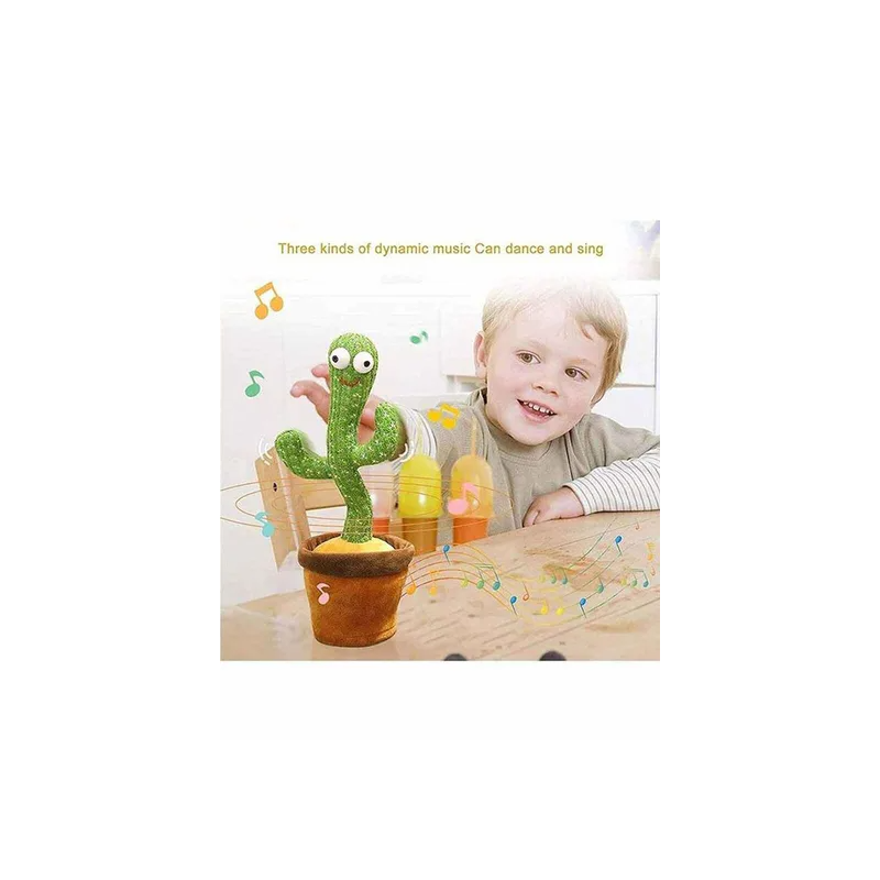 Electric Dancing Plant Cactus Plush Stuffed Toy GreenBrown With Music For Kids 32 x 27 x 11.5cm