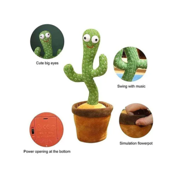 Electric Dancing Plant Cactus Plush Stuffed Toy GreenBrown With Music For Kids 32 x 27 x 11.5cm
