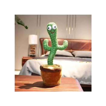 Electric Dancing Plant Cactus Plush Stuffed Toy GreenBrown With Music For Kids 32 x 27 x 11.5cm