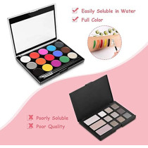 Brain Giggles Face Paint Kit Professional Body Face 15 Colors 2 Brush and 40 Stencils for Halloween