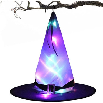 Light up Witch Hat Lighted Witch Hats Caps Halloween Decorations for Halloween Party Decor Cosplay Costume Accessory Generic