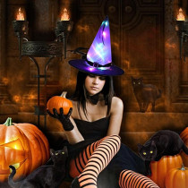 Light up Witch Hat Lighted Witch Hats Caps Halloween Decorations for Halloween Party Decor Cosplay Costume Accessory Generic