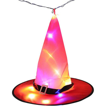 Witch Hat Halloween Decorations Glowing Witch Cap Hat Lighted for Halloween Party Decor Cosplay Costume Accessory Generic
